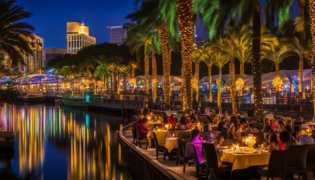 Riverwalk dining near the Straz Center